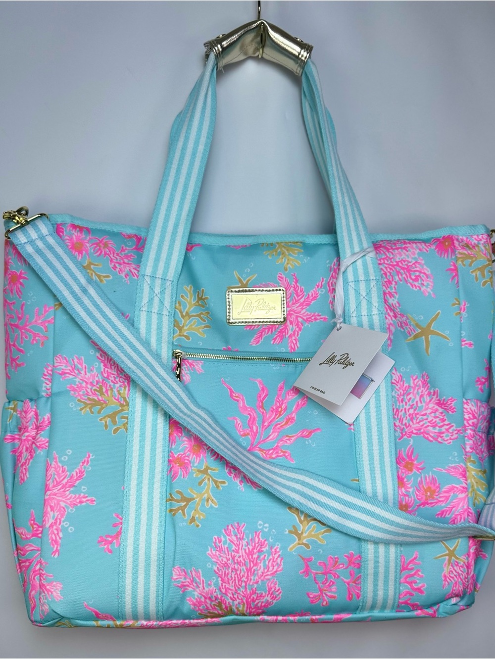Lilly Pulitzer Royal Coral Cooler Bag Aqua Pink Insulated CrossbodyTote NWT